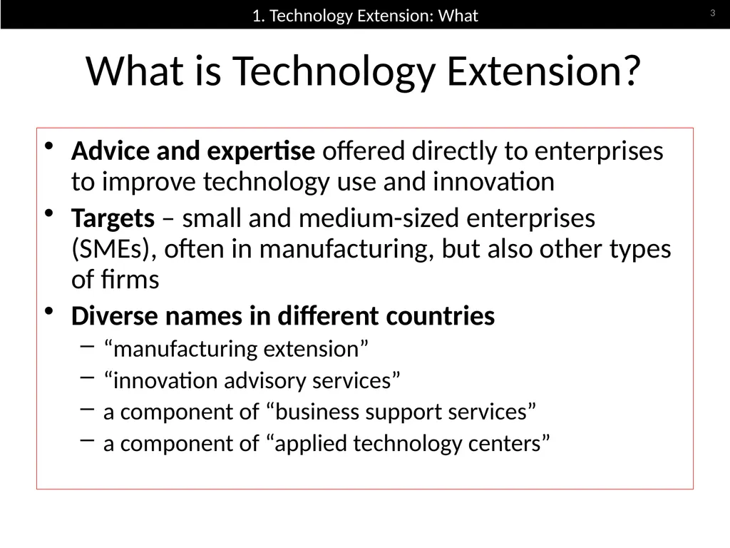 Technology Extension Concepts and Models Jan - slide 3 of 28