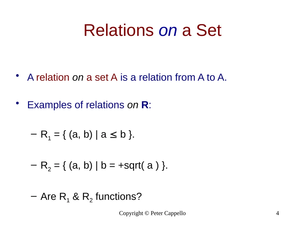 Relations & Their Properties Copyright © Peter - slide 4 of 9