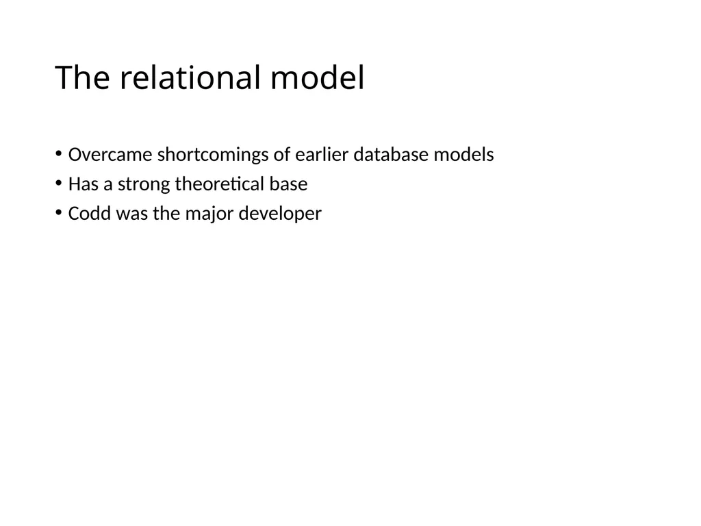 The Relational Model and Relational Algebra - slide 2 of 25