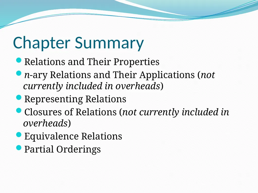 Relations Chapter 9 Chapter Summary Relations and - slide 2 of 52