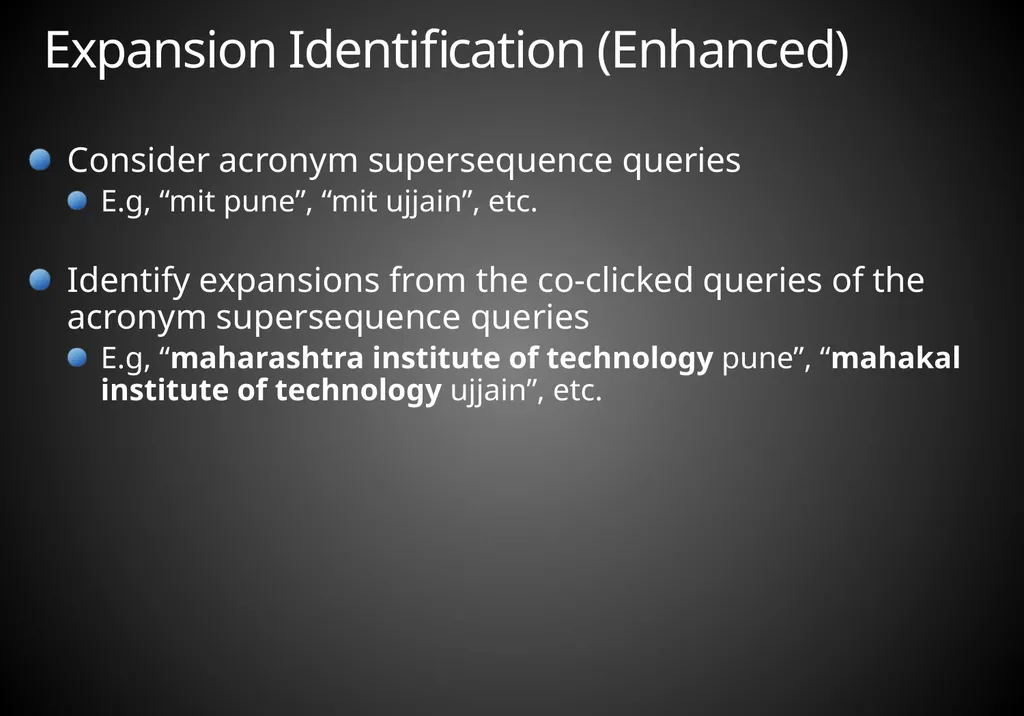 Mining Acronym Expansions and Their Meanings Using - slide 19 of 30