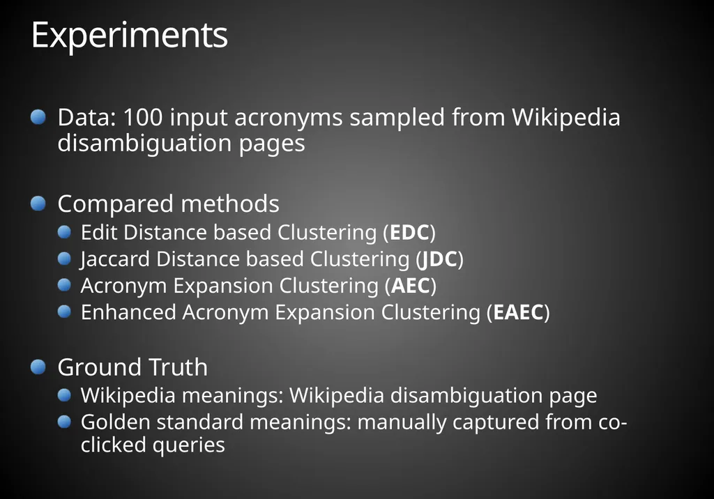 Mining Acronym Expansions and Their Meanings Using - slide 22 of 30
