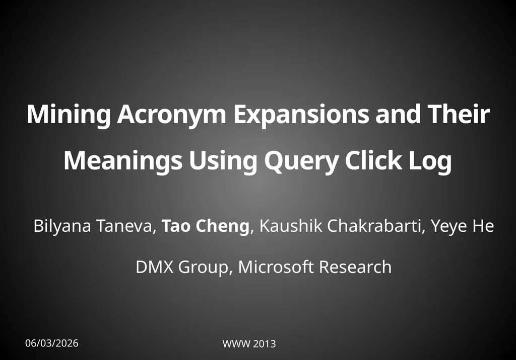 Mining Acronym Expansions and Their Meanings Using