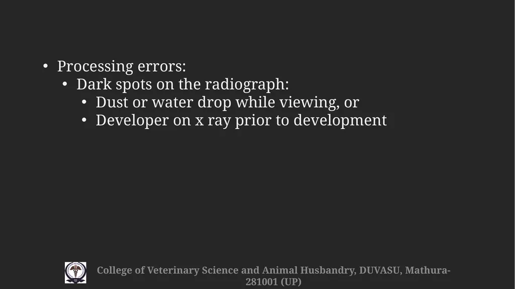 Radiographic faults & artefacts Gulshan Kumar - slide 7 of 12