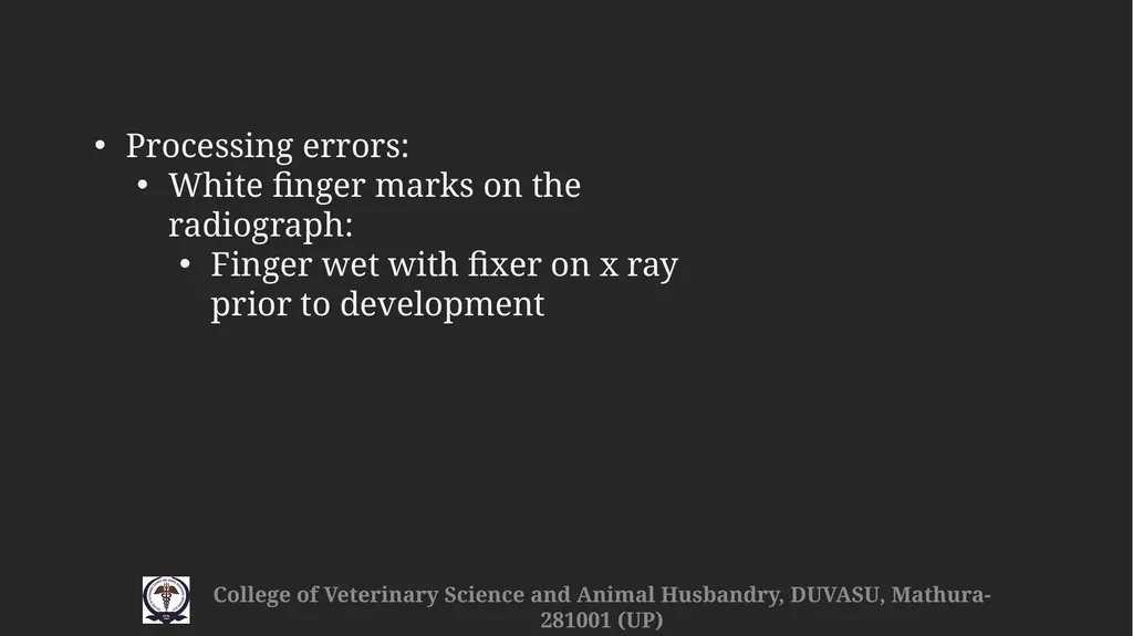 Radiographic faults & artefacts Gulshan Kumar - slide 10 of 12