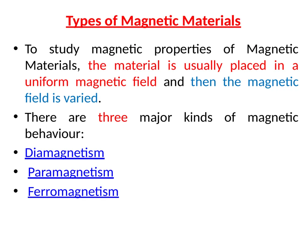 Classification of Magnetic materials The origin of - slide 4 of 24