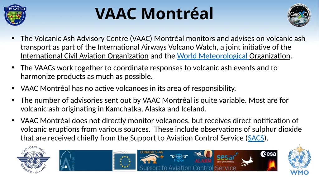 VAAC Montréal The Volcanic Ash Advisory Centre - slide 1 of 2