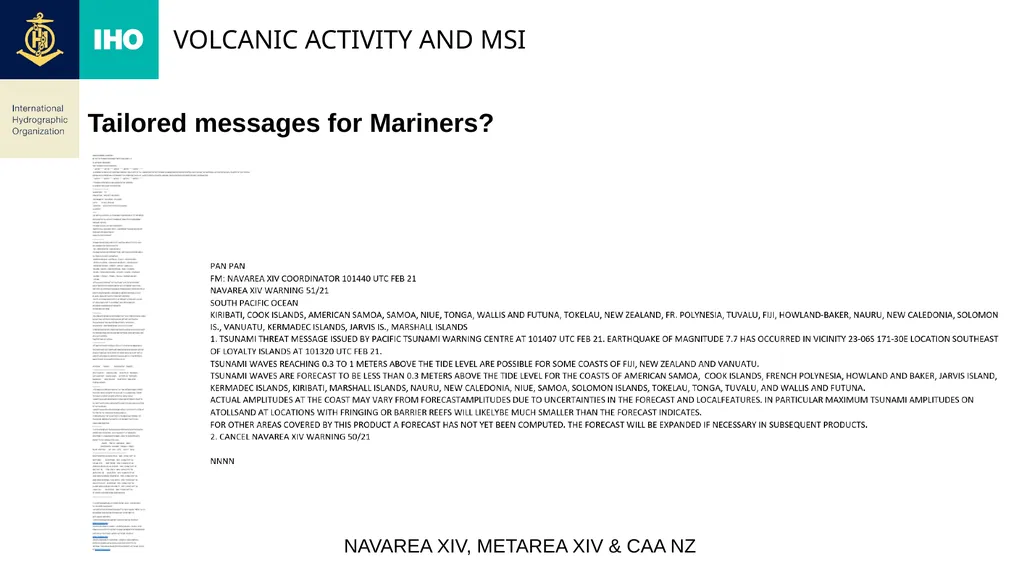 WMO, Geneva 12th – 16th September 2022 Volcanic - slide 6 of 8