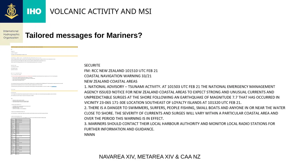 WMO, Geneva 12th – 16th September 2022 Volcanic - slide 7 of 8