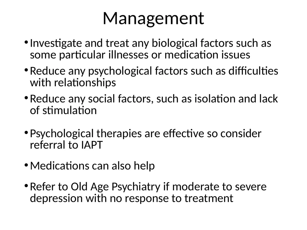 Depression in older adults Tier 3 What is - slide 14 of 22