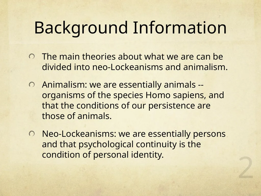 What Are We? 王海若 1401110821 1 Background - slide 2 of 39