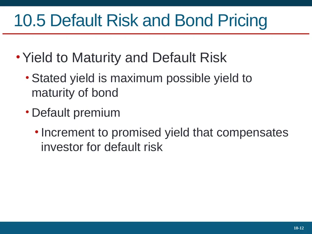 10.4 Bond Prices Over Time Yield to Maturity - slide 12 of 20