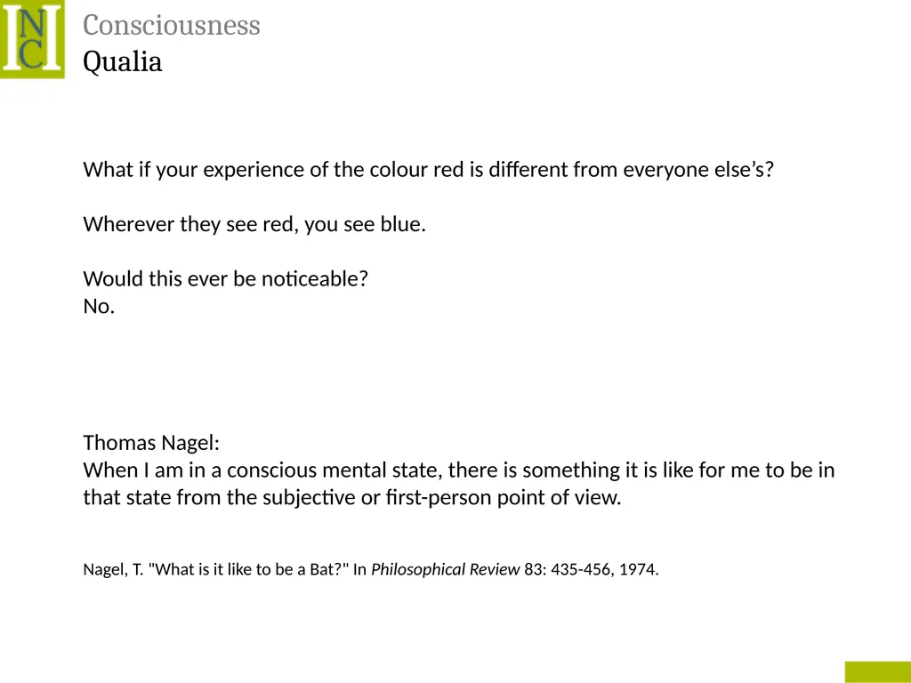 Lecture 6 Consciousness Consciousness A hard - slide 14 of 52