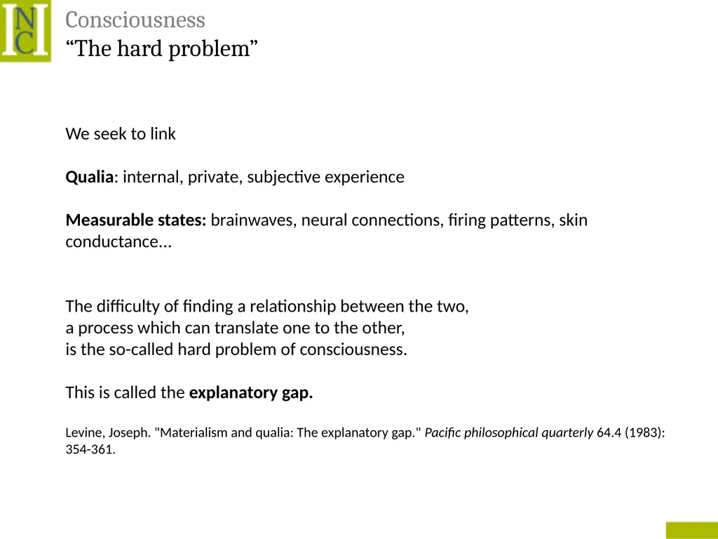 Lecture 6 Consciousness Consciousness A hard - slide 15 of 52