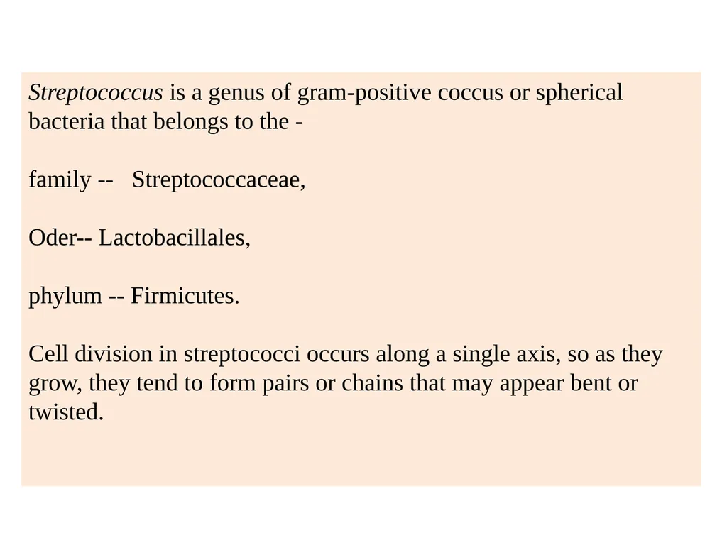 GENUS –STREPTOCOCCUS Dated-09/12/2020 2nd year - slide 3 of 28