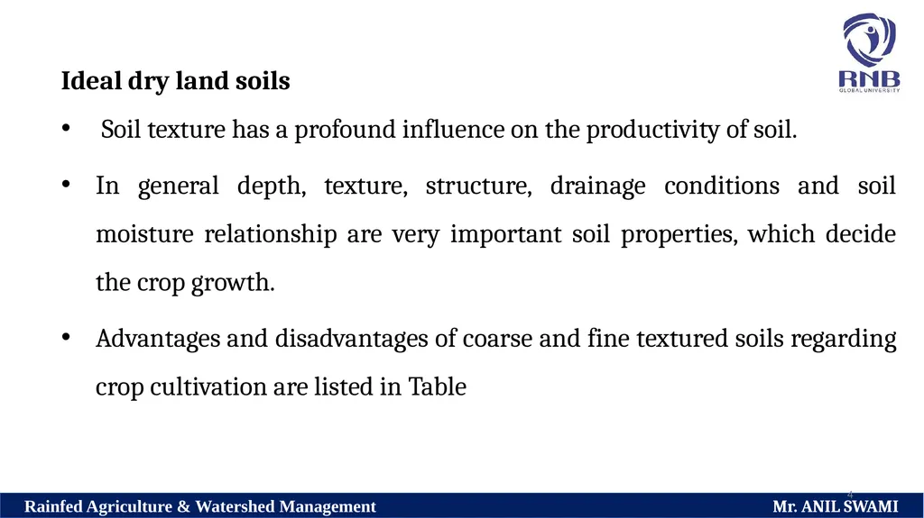 Soil and climatic conditions prevalent in rainfed - slide 4 of 94