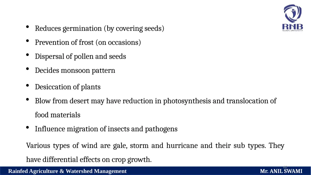 Soil and climatic conditions prevalent in rainfed - slide 60 of 94