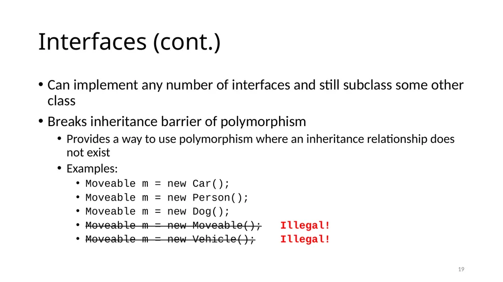 Interfaces and Abstract Classes CS 240 – Advanced - slide 19 of 25