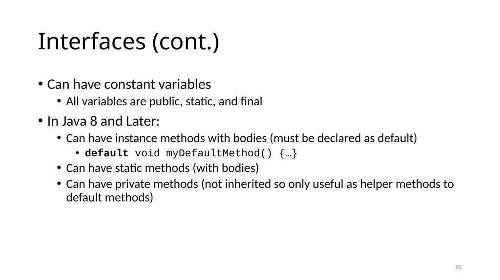 Interfaces and Abstract Classes CS 240 – Advanced - slide 20 of 25