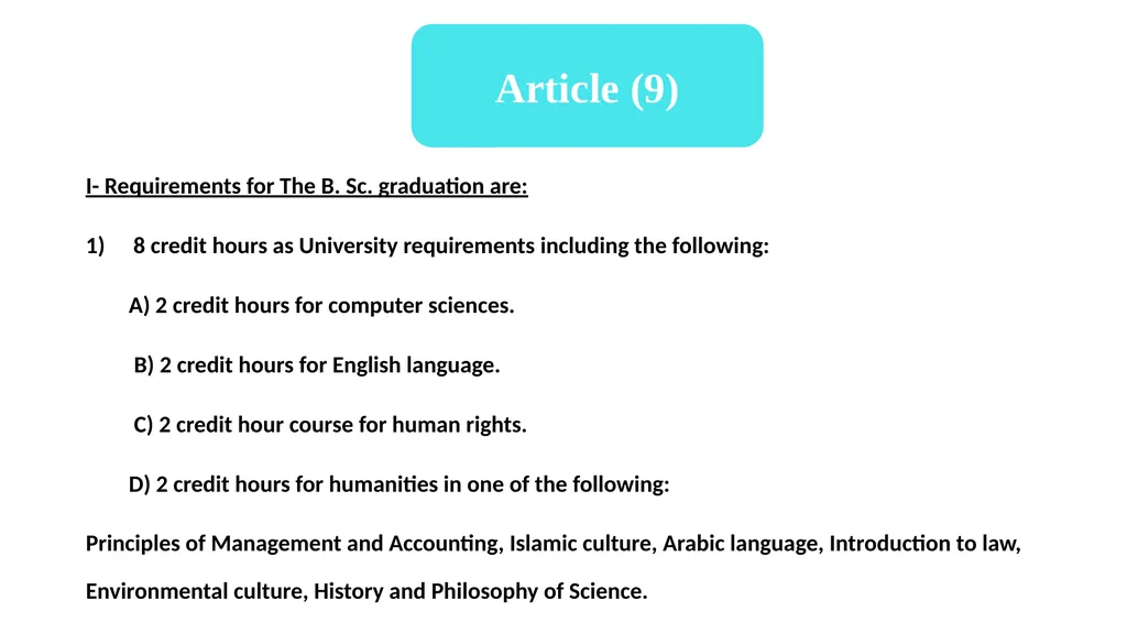 Specializations and Requirements Faculty of - slide 13 of 20