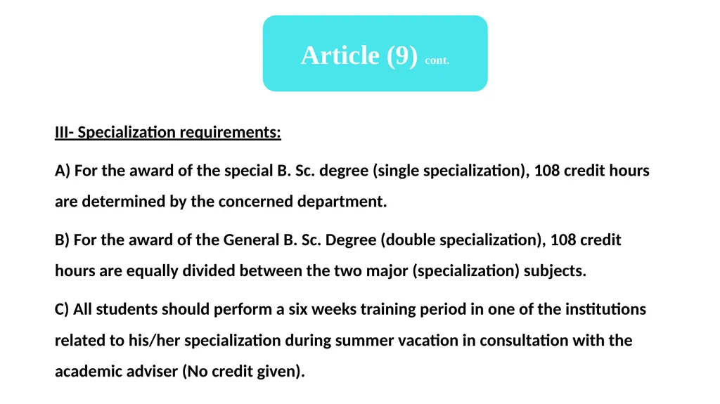 Specializations and Requirements Faculty of - slide 15 of 20