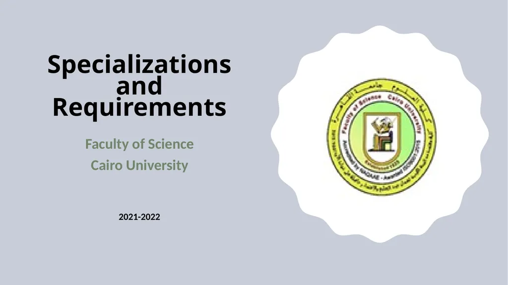 Specializations and Requirements Faculty of - slide 1 of 20