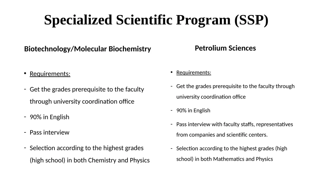 Specializations and Requirements Faculty of - slide 8 of 20