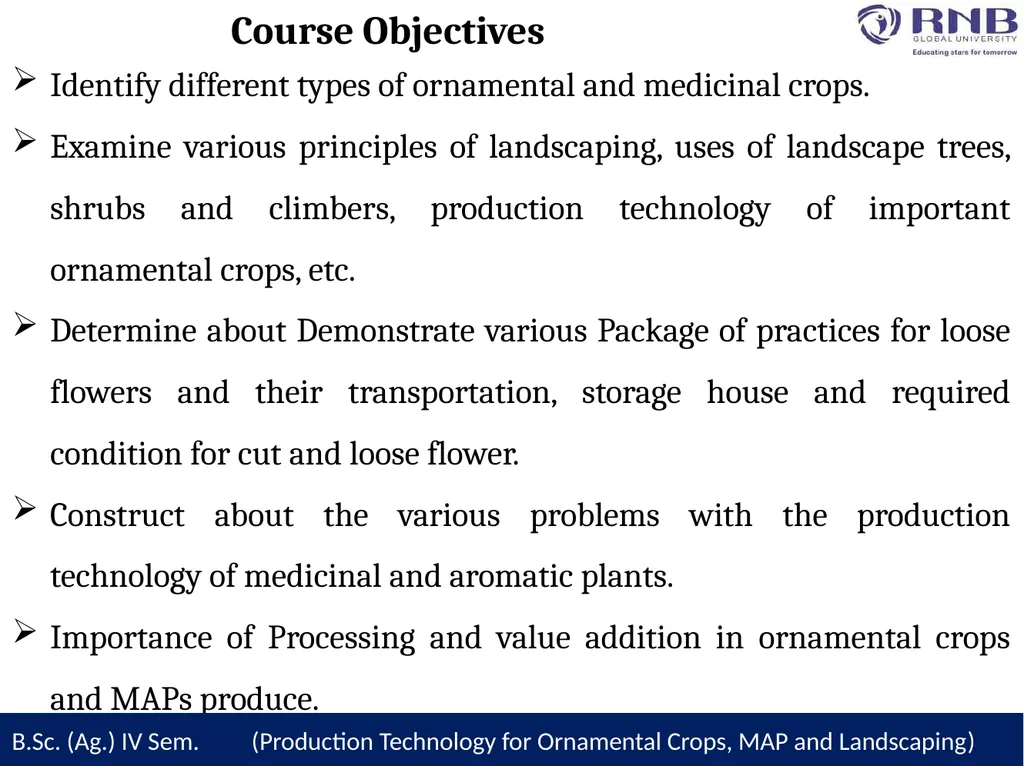 Course Name- Production Technology for Ornamental - slide 2 of 28