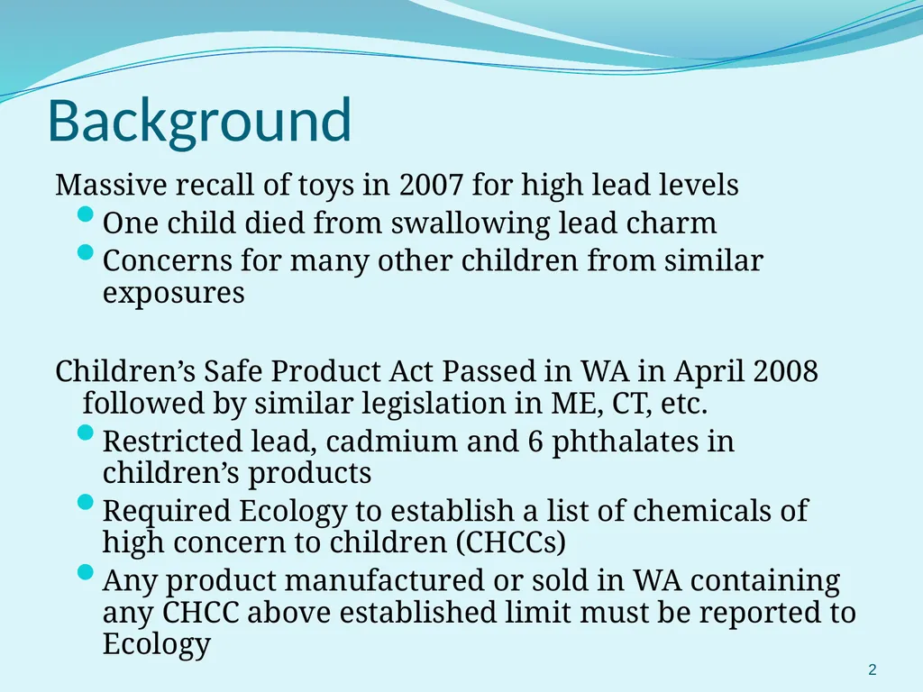 Selection and Prioritization of Chemicals for WA’s - slide 2 of 27