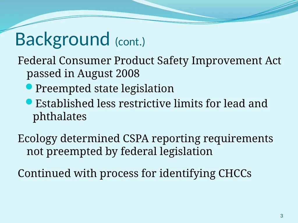 Selection and Prioritization of Chemicals for WA’s - slide 3 of 27