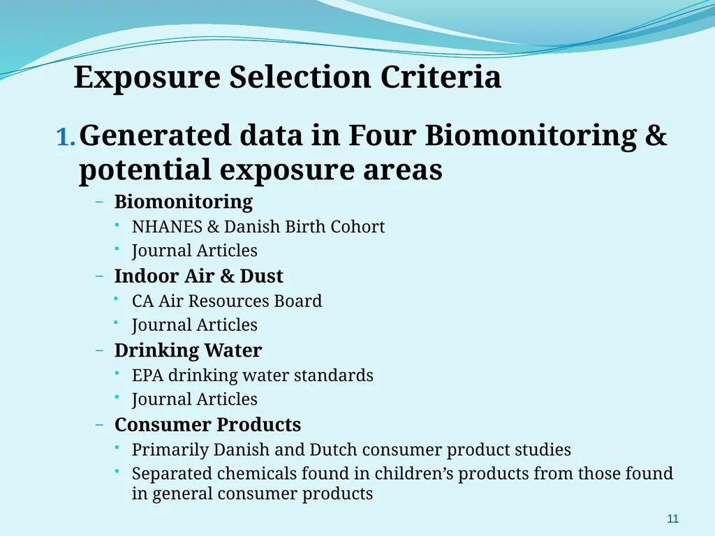 Selection and Prioritization of Chemicals for WA’s - slide 11 of 27