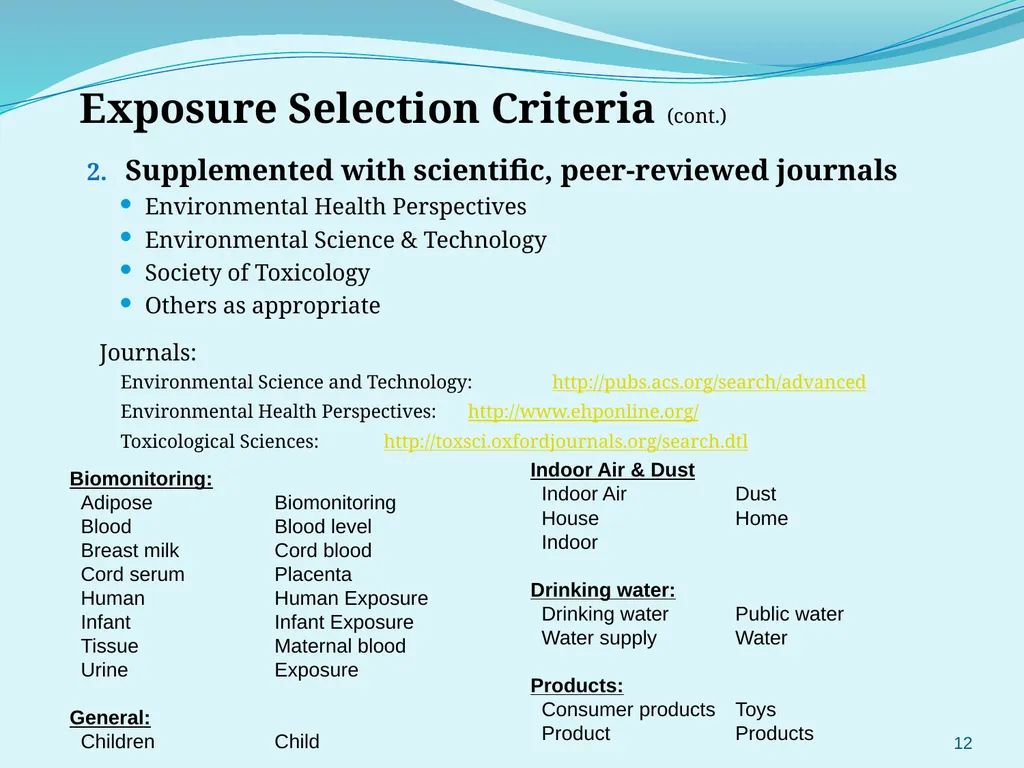 Selection and Prioritization of Chemicals for WA’s - slide 12 of 27