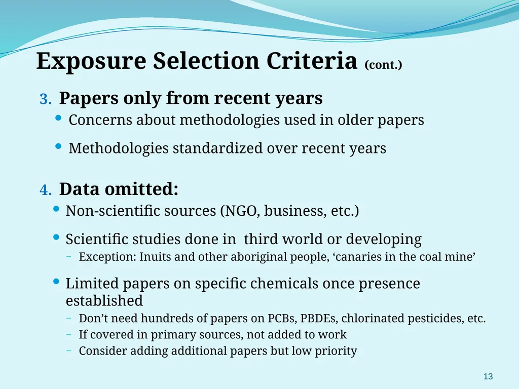 Selection and Prioritization of Chemicals for WA’s - slide 13 of 27