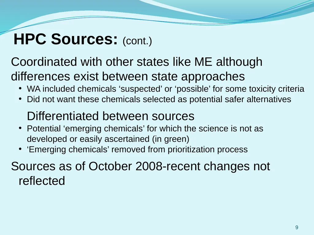 Selection and Prioritization of Chemicals for WA’s - slide 9 of 27