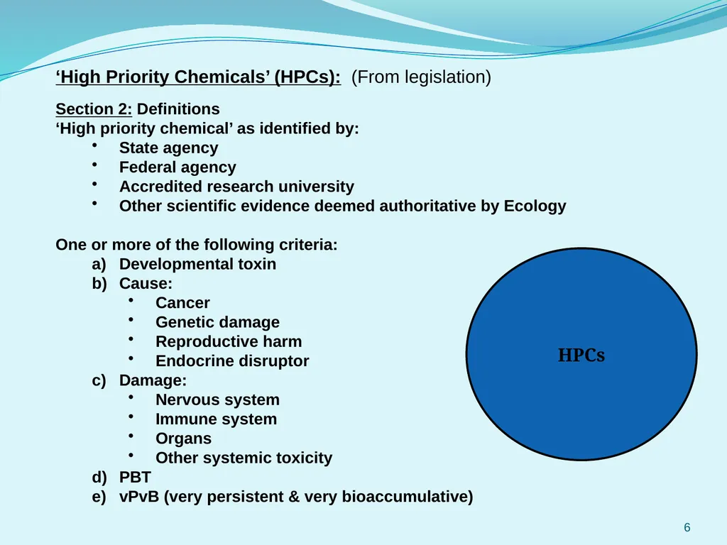 Selection and Prioritization of Chemicals for WA’s - slide 6 of 27