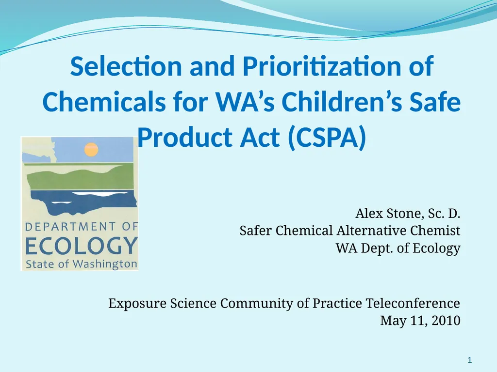 Selection and Prioritization of Chemicals for WA’s - slide 1 of 27