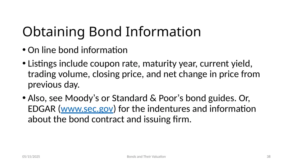Bond Prices and Interest Rate Risk Chapter 5 - slide 38 of 44