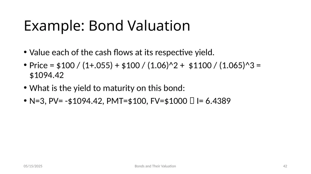 Bond Prices and Interest Rate Risk Chapter 5 - slide 42 of 44