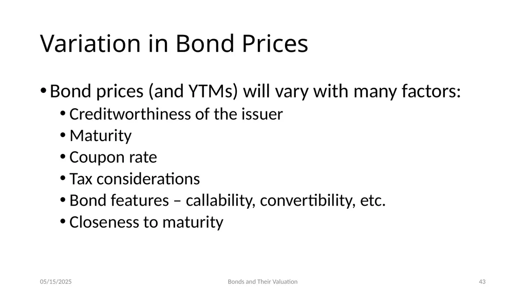 Bond Prices and Interest Rate Risk Chapter 5 - slide 43 of 44