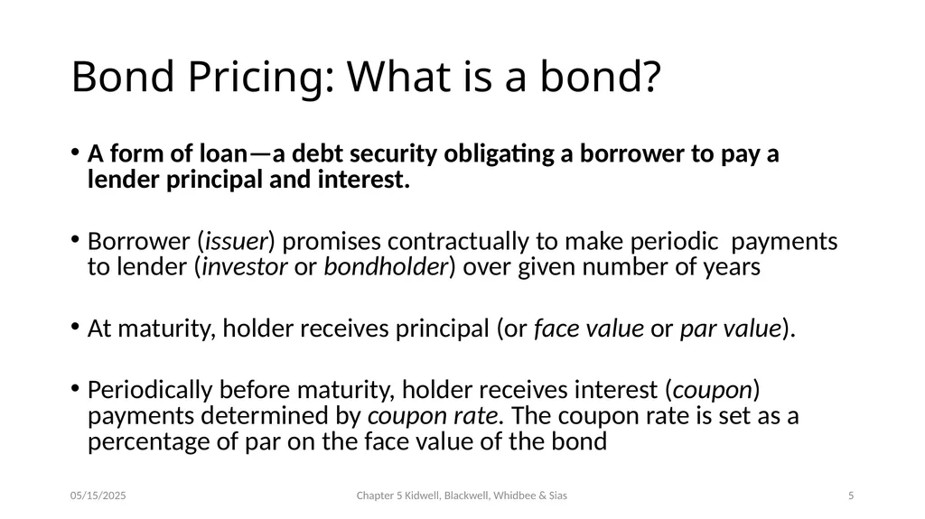 Bond Prices and Interest Rate Risk Chapter 5 - slide 5 of 44
