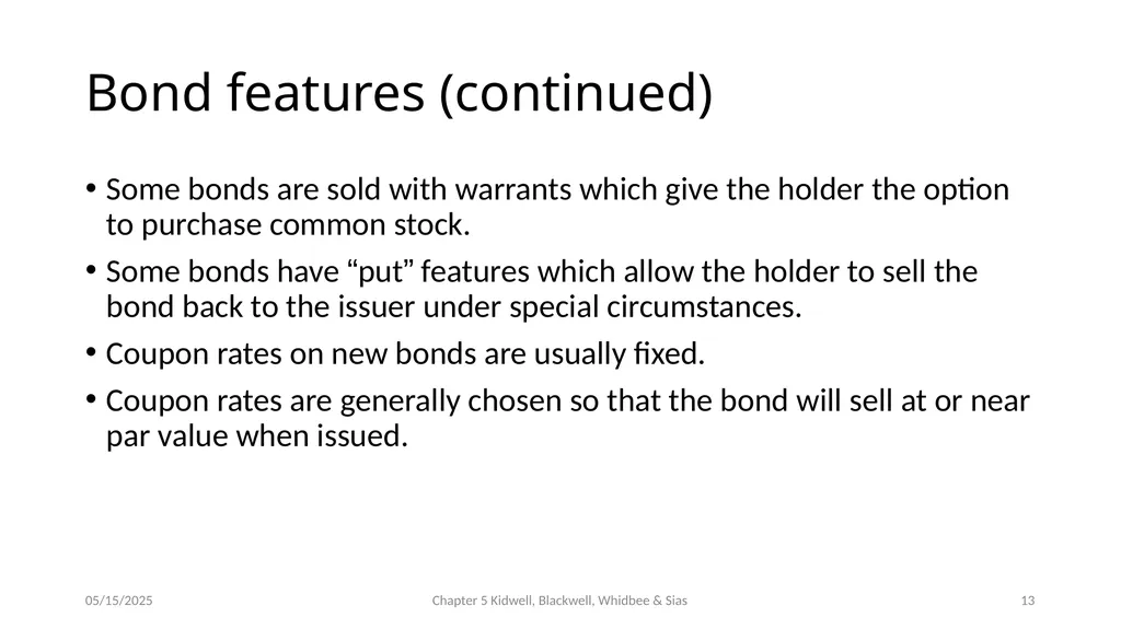 Bond Prices and Interest Rate Risk Chapter 5 - slide 13 of 44