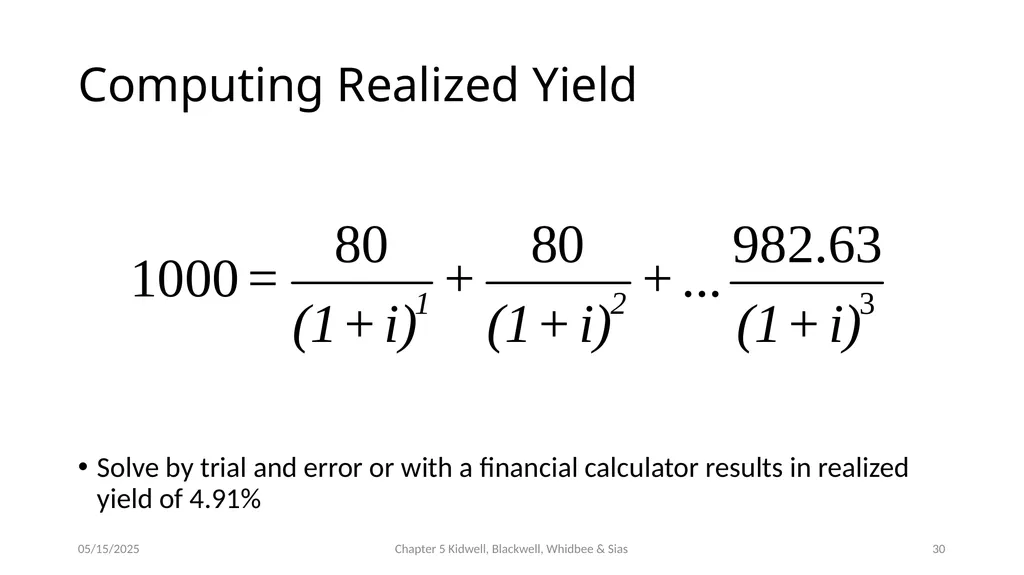 Bond Prices and Interest Rate Risk Chapter 5 - slide 30 of 44