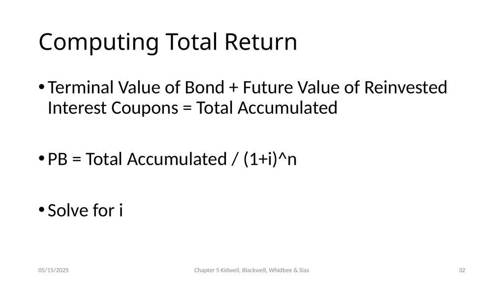 Bond Prices and Interest Rate Risk Chapter 5 - slide 32 of 44