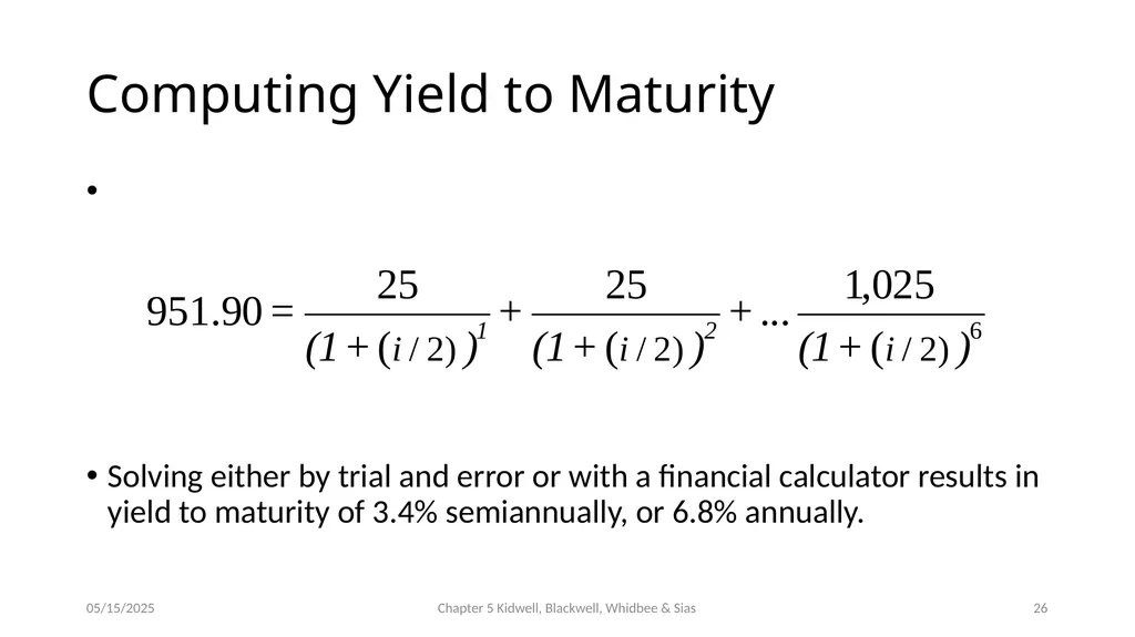 Bond Prices and Interest Rate Risk Chapter 5 - slide 26 of 44