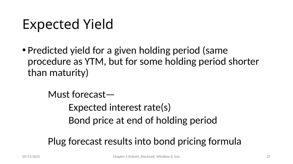 Bond Prices and Interest Rate Risk Chapter 5 - slide 27 of 44