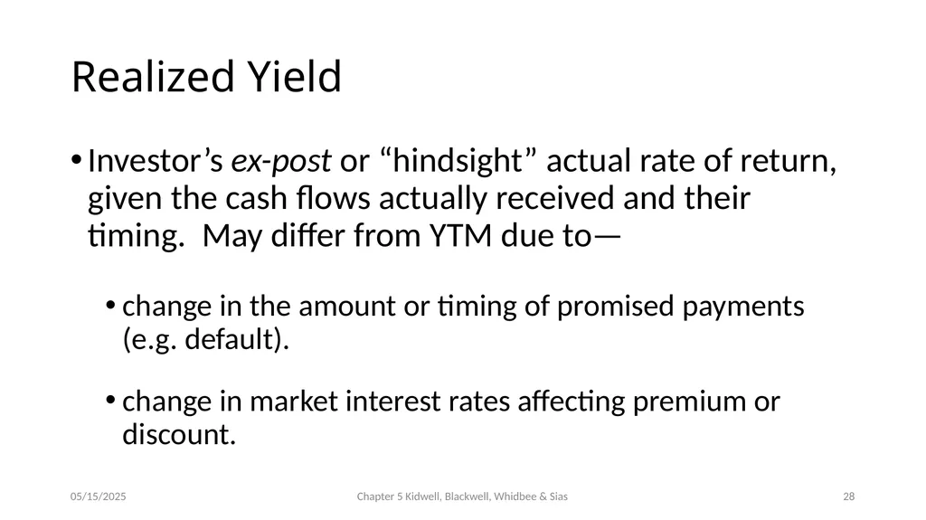 Bond Prices and Interest Rate Risk Chapter 5 - slide 28 of 44