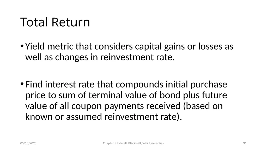 Bond Prices and Interest Rate Risk Chapter 5 - slide 31 of 44