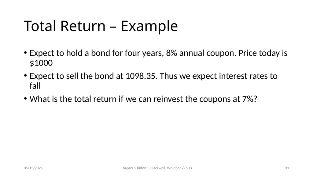 Bond Prices and Interest Rate Risk Chapter 5 - slide 33 of 44