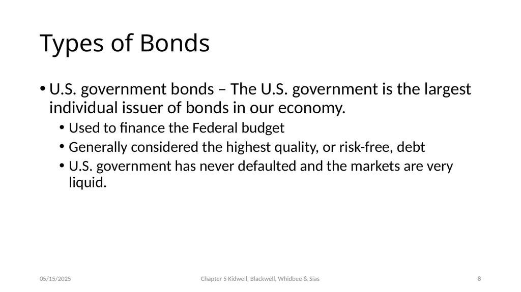 Bond Prices and Interest Rate Risk Chapter 5 - slide 8 of 44