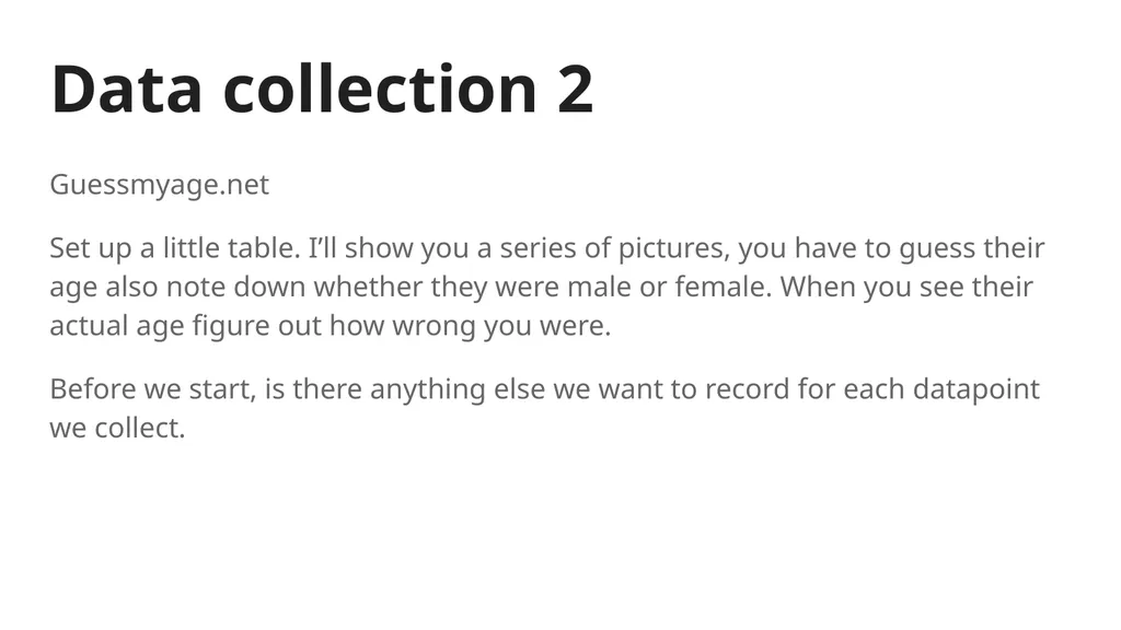Fitting data collection into your Stats lessons - slide 8 of 11